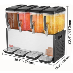 12L x4 Tank Commercial Beverage Dispenser Cold Juice Drink
