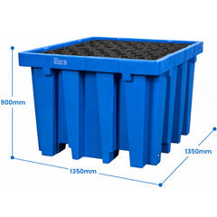1300L Blue Single IBC Bunded Pallet-Hammerox Industrial