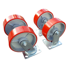 1360kg 5"x2" Heavy Duty PU Castor Wheels 2 Fixed 2 Swivel-Hammerox Industrial