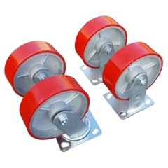1360kg 5"x2" Heavy Duty PU Castor Wheels 2 Fixed 2 Swivel-Hammerox Industrial