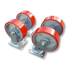 1360kg 5"x2" Heavy Duty PU Castor Wheels 2 Fixed 2 Swivel-Hammerox Industrial