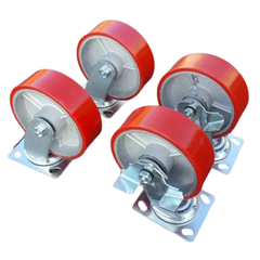 1360kg 5"x2" Heavy Duty PU Castor Wheels 2 Swivel 2 Swivel with Brakes-Hammerox Industrial