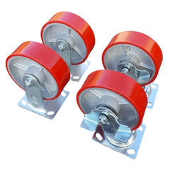 1360kg 5"x2" Heavy Duty PU Castor Wheels 2 Fixed 2 Swivel with Brakes