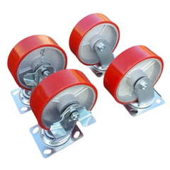 1360kg 5"x2" Heavy Duty PU Castor Wheels 2 Swivel 2 Swivel with Brakes