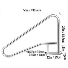 139.7x81cm Stainless Steel Pool Handrail