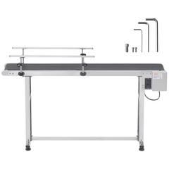 1498.6x198.1mm PVC Belt Conveyor Stainless Steel Double Guardrail