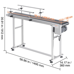 1498.6x198.1mm PVC Belt Conveyor Stainless Steel Double Guardrail