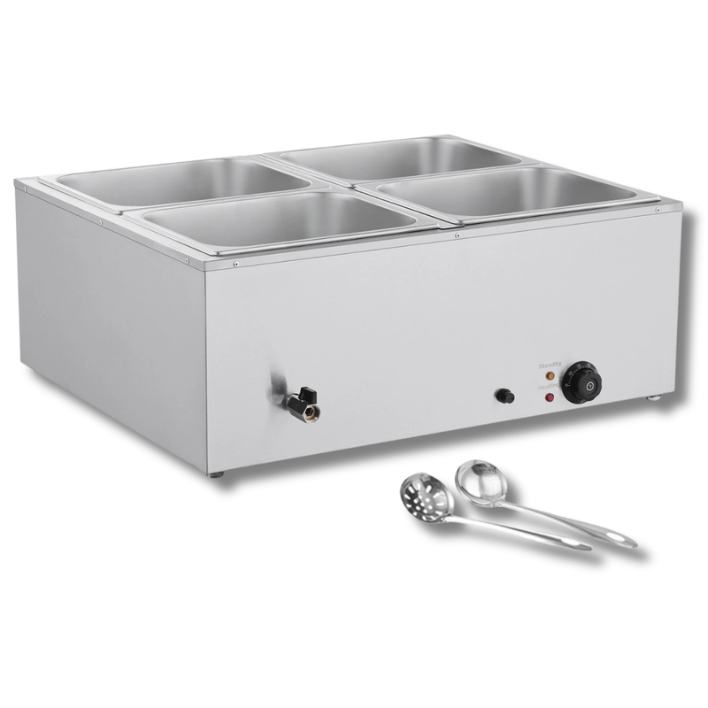 1500W Commercial Food Warmer Bain Marie 4 Pan Countertop