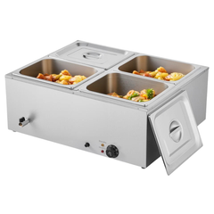 1500W Commercial Food Warmer Bain Marie 4 Pan Countertop