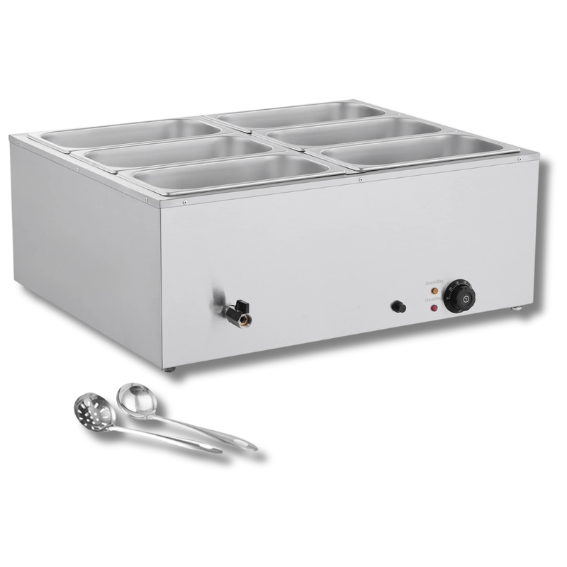 1500W Commercial Food Warmer Bain Marie 6 Pan Countertop