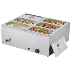1500W Commercial Food Warmer Bain Marie 6 Pan Countertop