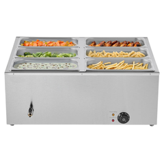 1500W Commercial Food Warmer Bain Marie 6 Pan Countertop