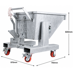 150L Galvanised Forklift Waste Tipping Bin-Hammerox Industrial