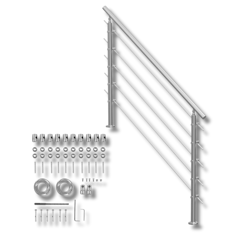 150cm Outdoor Stair Handrail 5 Crossbars-Hammerox Industrial