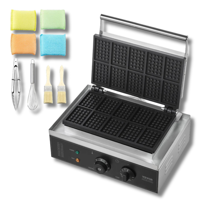 1550W 10 Piece Rectangle Waffle Maker-Hammerox Industrial