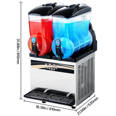15L x2 Tank Commercial Slushy Machine -15~10℃ Frozen Drink Maker