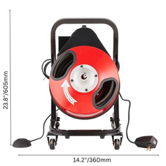 15m x 1/2" Drain Cleaner Machine Manual Feed with Wheels-Hammerox Industrial