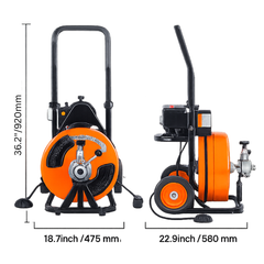 15m x 1/2" Electric Drain Cleaner Machine-Hammerox Industrial