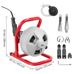 15m x 8mm Drain Cleaner Machine Manual Feed-Hammerox Industrial