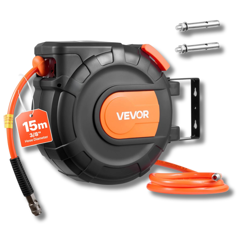 15m x 9.5mm Retractable Air Hose Reel PVC Hose 300PSI-Hammerox Industrial