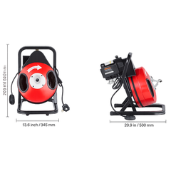 15m x 1/2" Drain Cleaner Machine Manual Feed with Cutters