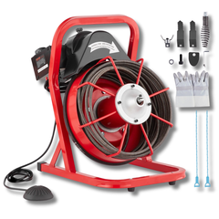 15m x 3/8" Drain Cleaner Machine Manual Feed with Cutters