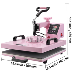 15x15" Heat Press Machine with Tumbler Press - Pink-Hammerox Industrial