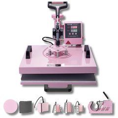 15x15" Heat Press Machine with Tumbler Press - Pink-Hammerox Industrial