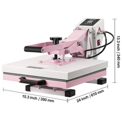 15x15" Slide Out Heat Press Machine - Pink