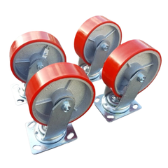 1600kg 6"x2" Heavy Duty PU Castor Wheels 4 Swivel-Hammerox Industrial