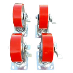 1600kg 6"x2" Heavy Duty PU Castor Wheels 4 Swivel with Brakes-Hammerox Industrial