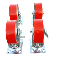 1600kg 6"x2" Heavy Duty PU Castor Wheels 2 Swivel 2 Swivel with Brakes