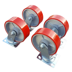 1600kg 6"x2" Heavy Duty PU Castor Wheels 2 Swivel 2 Swivel with Brakes