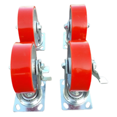 1600kg 6"x2" Heavy Duty PU Castor Wheels 2 Swivel 2 Swivel with Brakes