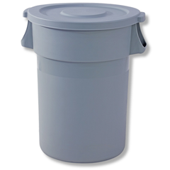 168L Grey Round Plastic Waste Bin-Hammerox Industrial