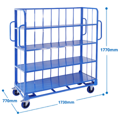 1730mm Heavy Duty Sloping 4 Shelf Trolley-Hammerox Industrial