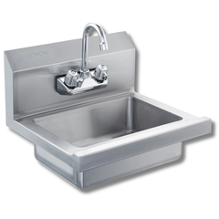 17x12.8" Commercial Hand Wash Sink Wall Mount Stainless Steel