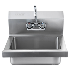 17x12.8" Commercial Hand Wash Sink Wall Mount Stainless Steel
