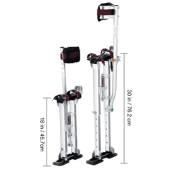 18"-30" Adjustable Aluminium Drywall Stilts - Silver