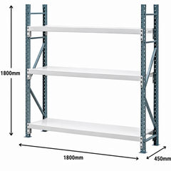 1800 x 1800 x 450mm Heavy Duty Steel Longspan Shelving-Hammerox Industrial