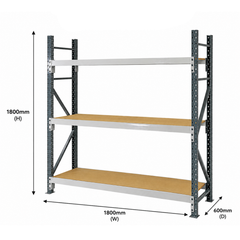 1800 x 1800 x 600mm Heavy Duty Timber Longspan Shelving-Hammerox Industrial