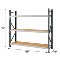 1800 x 2400 x 450mm Heavy Duty Timber Longspan Shelving-Hammerox Industrial