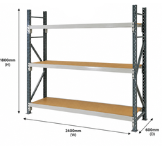1800 x 2400 x 600mm Heavy Duty Timber Longspan Shelving-Hammerox Industrial