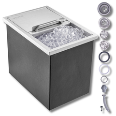 18x12x14.5" Stainless Steel Drop In Ice Chest Ice Bin with Cover-Hammerox Industrial