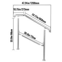 2-3 Step Outdoor Handrail Stainless Steel