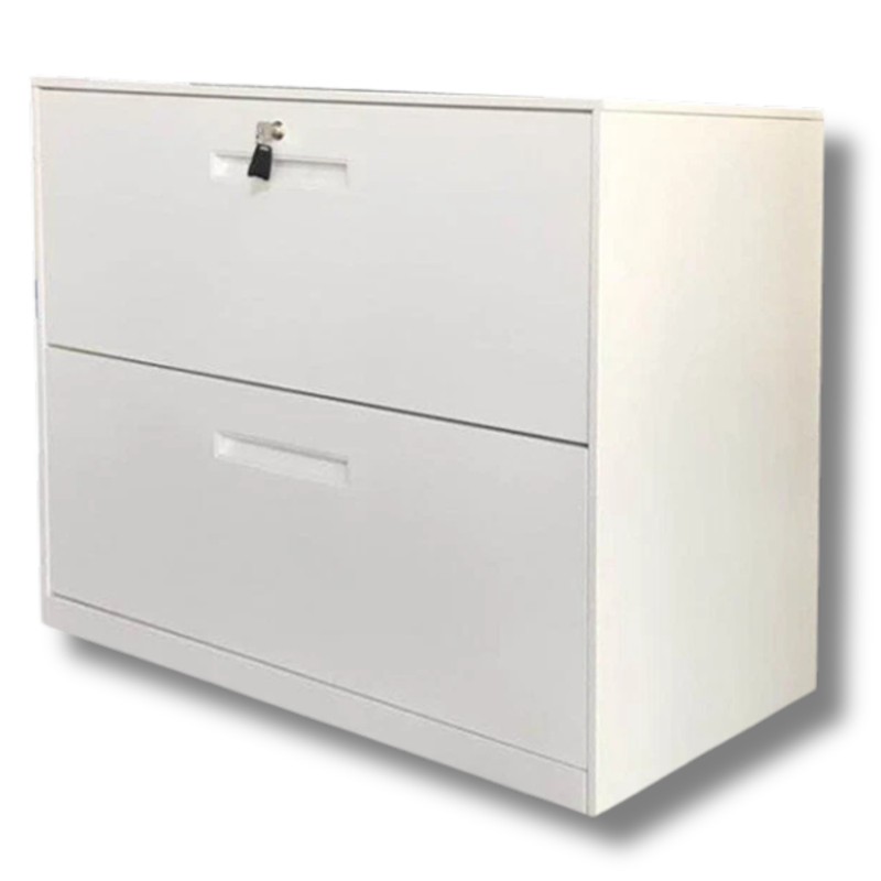 2 Drawer Lateral Metal Filing Cabinet - White-Hammerox Industrial