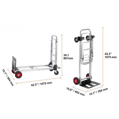 2 In 1 Aluminium Hand Truck Folding Dolly 181kg Capacity-Hammerox Industrial