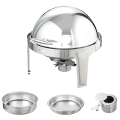 2 Pack Roll Top Chafing Dish Set 6Qt Pan-Hammerox Industrial