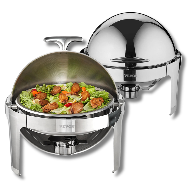 2 Pack Roll Top Chafing Dish Set 6Qt Pan-Hammerox Industrial
