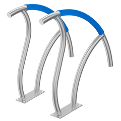 2 Piece 30x30" Stainless Steel Pool Handrails with Base Plate-Hammerox Industrial